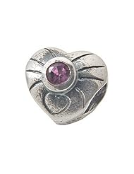 Zable(tm) Sterling Silver February Birthstone Hear Bead / Charm