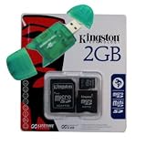 Secure Digital (SD) Multimedia Mobility Kit of Kingston 2GB microSD, SD Adapter, miniSD adapter and USB (Secure Digitial) SD High Speed Green Color Card Reader / Writer
