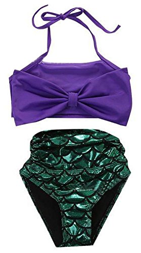 Kid Baby Girl Swimmable Princess Mermaid Tail Swimsuit Bowknot Bikini Set