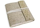 Journal Sari Blanc et Or, Fait à la Main, Pages 100% Coton. (15cm x 20cm)