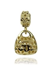 Yellow Gold Overlaid Filigree Design Beautiful Purse Dangle Charm, Fits Pandora and All Brands Charm Bracelets and Necklaces.
