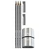 Faber Castell 117098 - Set GRIP 2001 3 Bleistifte, 2 Radierer, 1 Spitzer silber