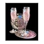 America's Flag Design - Hand Painted - Matching Set of Toasting Flutes - 6 oz. & 7 inch Cake Plates