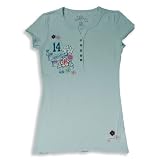 Jade - Girls Cap Sleeve Henley, Light Blue