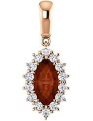 18K Rose Gold 10.00x5.00mm Marquise Cut Mozambique Garnet and Diamond Pendant -- LIFETIME WARRANTY