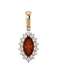 14K Rose Gold 10.00x5.00mm Marquise Cut Mozambique Garnet and Diamond Pendant -- LIFETIME WARRANTY