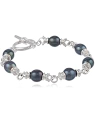 Honora "Black & White" Freshwater Cultured Pearl Link Bracelet Toggle, 7.5"