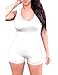 swrose Women Spaghetti Strap Beach Shorts Jumpsuit Rompers Bodysuit (M, White)