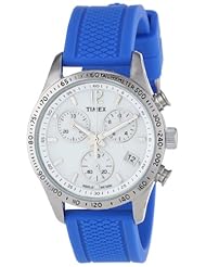 Timex Womens T2P064KW Ameritus Chronograph White Dial, Blue Silicone Strap Watch