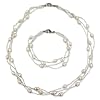 6-7mm Pearl and Crystal Bead Set, Necklace and Bracelet
