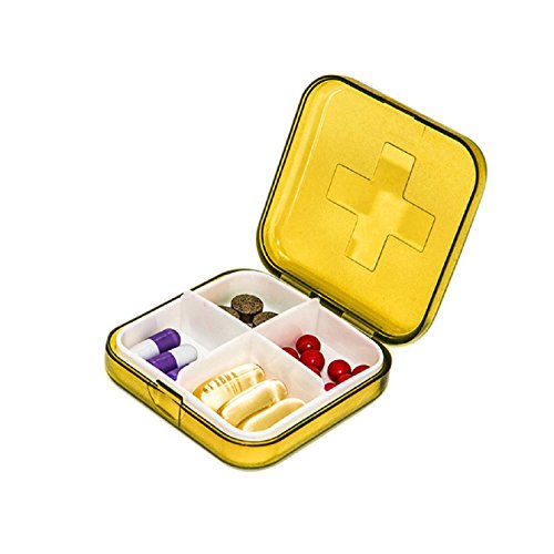 Sannysis Portable Mini 4 Slots Drug Medicine Pill Box Case Organizer (Orange)