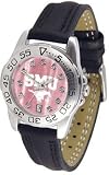 Southern Methodist (SMU) Mustangs Ladies Sport Watch with Leather Band and Mother of Pearl Dial