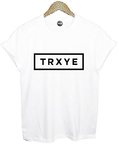 TRXYE Letters Print Women Tshirt Cotton Hipster Plus Size (XS, White)