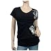 Silver floral print Black Short sleeve Plus size top