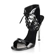 4 1/2 Inch Sexy High Heel Show With Strappy Ankle Lace-Up Cuff Black