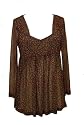 square neck b-doll/tunic-top/brown/pink