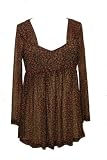 square neck b-doll/tunic-top/brown/pink