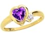 14K Yellow Gold Simply Heart Gemstone Ring-Amethyst, size7