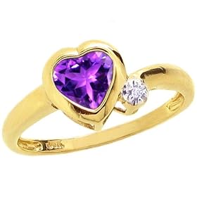 14K Yellow or White Gold Simply Heart Gemstone Ring-Amethyst-full, half sizes... by 