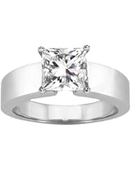 0.80 Ct Princess H/I SI1/SI2 Diamond 14K White Gold Ring