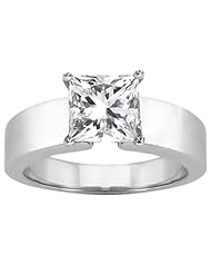 0.80 Ct Princess H/I I1 Diamond 18K White Gold Ring