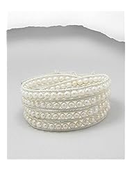Leather Fresh Water Pearl Bracelet In Sterling Silver