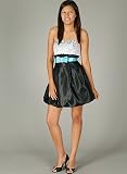 Colorblock Polka Dot Bubble Dress for Bridesmaid Formal Prom