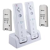 Picture Of Blue light Wii Twin battery charger with batteries