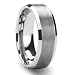 Tungsten Carbide Men's Ladies Unisex Ring Wedding Band 6MM Flat Brushed Center Beveled Edge Comfort Fit (Available in Sizes 8 to 12)