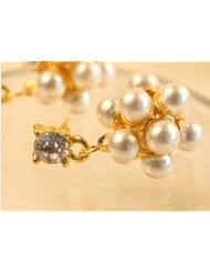 S Ball Shape Faux Pearl Embellished Rhinestone Inlaid Womens Earrings