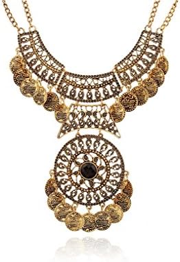 Beautiful Bohemian Festive Double Chain Coin Necklace By LeVon Designs (Gold)