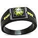 Marimor Jewelry Men's 1 Carat Olivine Green Cubic Zirconia Stainless Steel Black Ion Plated Ring Size 10