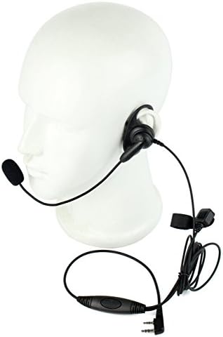 Lewong 2 Pin D-Shape Two Way Radio Earpiece Boom Mic finger PTT for KENWOOD BAOFENG 888s UV82HP GT-3 UV5R Walkie Talkies (1 Pack)