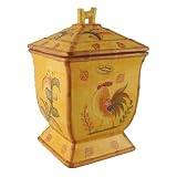 COOKIE JAR , CANISTER BAMBOO ROOSTER SUNFLOWER