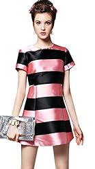 Spring 2015 Striped Print Draped  Dress