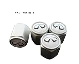 AGT Aluminum Silver Valve Caps Tire Cap Stem for Infiniti Wheels (Pack of 4)