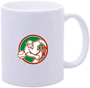 Polada Ceramic Travel Coffee Mugs American Baseball Pitcher Throwing Ball Circle Ret Coffee Cups To Go Coffe Mug