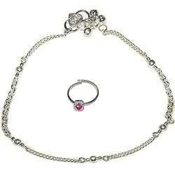 Ankle Bracelets Sterling Silver Foot Jewelry Pair 10.25 inches (sanklt025)
