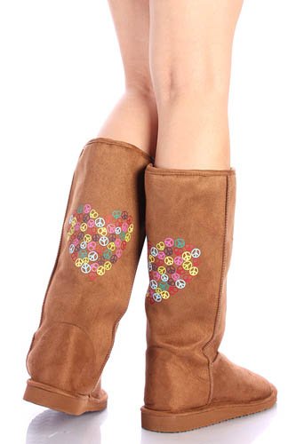 Peace Sign Hearts Winter Shearling Women