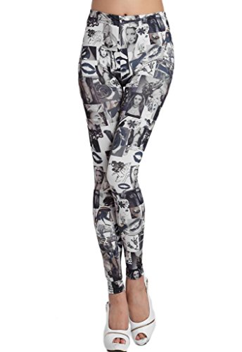 EOZY 欧米風 レディースレギンス 女性下着 唇と美人プリント ロング丈 スキニースタイル ストレート ハイウエスト 美脚 ワンサイズ 色選べる