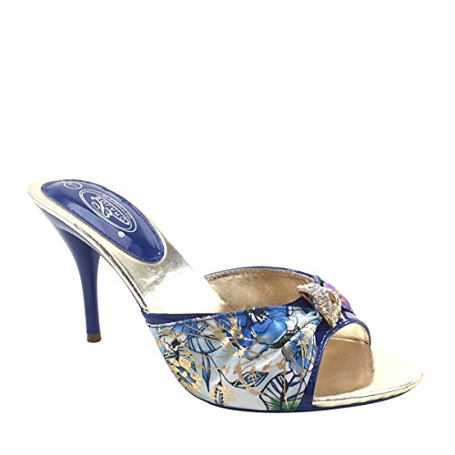 Brieten Women's Rhinestone High Heel Sandals Slide Shoes