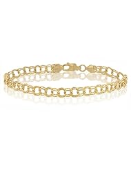 14K Solid Yellow Gold Charm Bracelet 5.0mm Wide
