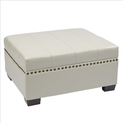 AVE SIX Detour Storage Ottoman with Tray, Cream On Sale