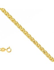 14k Solid Yellow Gold 0.6 mm (1/32 Inch) Wheat Chain Necklace 18" w/ Spring Ring Clasp