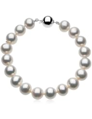 White Cultured Pearl Bracelet in Silver