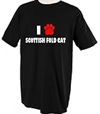 Scottish Fold Cat Cats Love Pet Paw T Shirt Tee Shirt S Blue