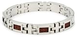 Edward Mirell Men's Grey Titanium and Brown Leather Link Bracelet, 8