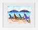Four Colourful Chairs - Beach House Picture Ocean Shore Framed Art Print