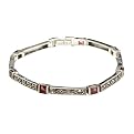Sterling Silver Square Garnet Bracelet