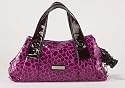 Fuschia pink twin strap grab handbag in patent animal print by Claudia Canova